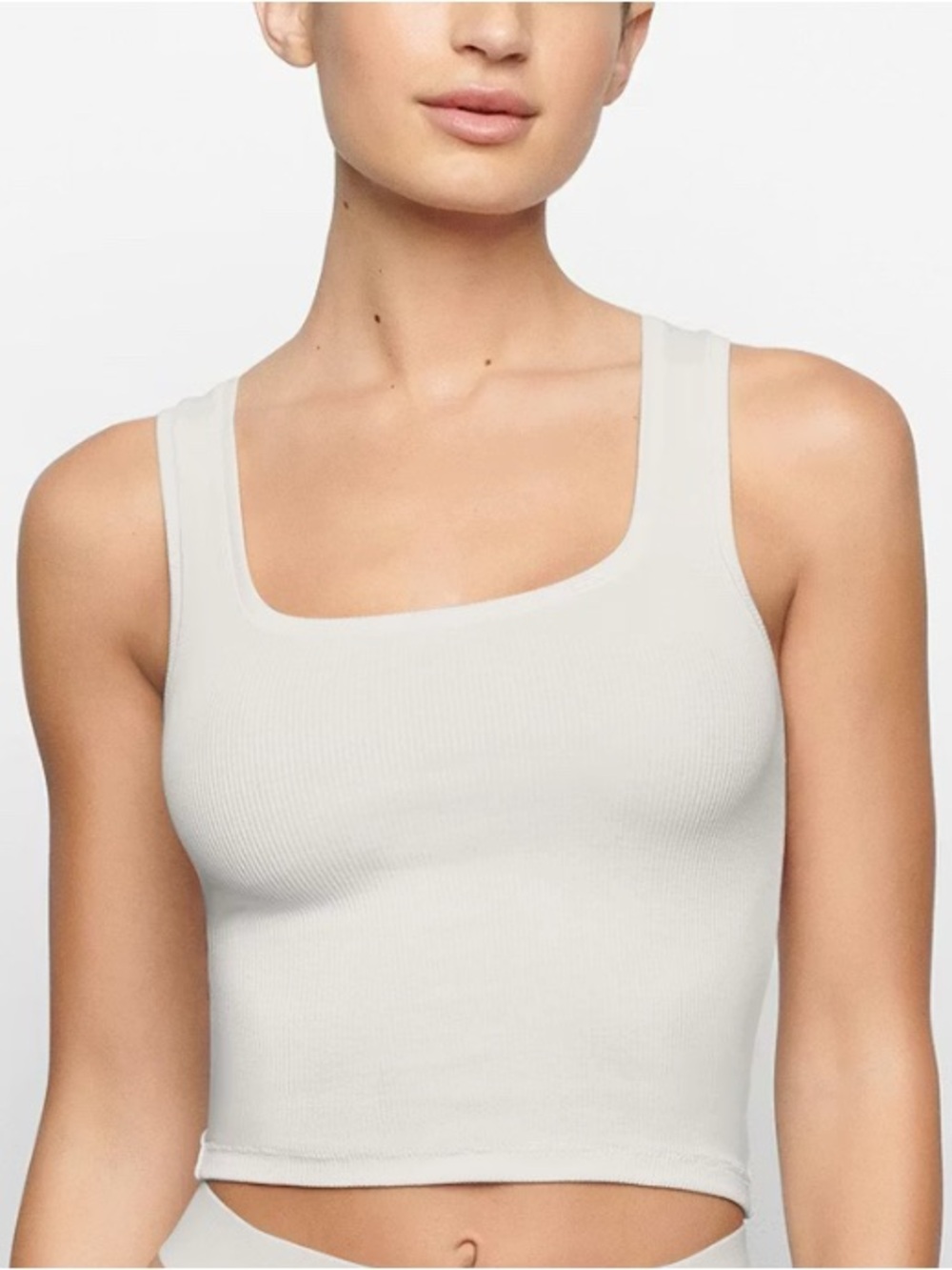 SKIMS Cotton Rib Tank Top- Marble(White)